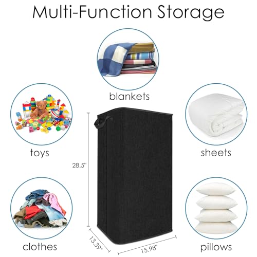 SNIGJAT Extra Large Laundry Hamper, Folding 100L Laundry Basket, Black - color: Black, size: 100L