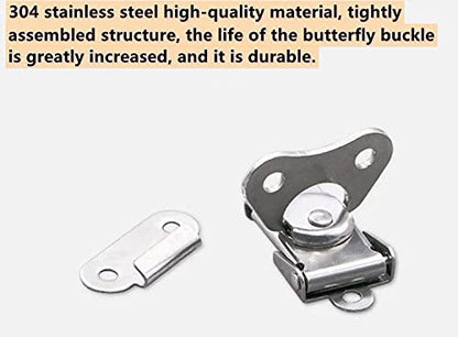Butterfly Latch - 304 Stainless Steel Spring Loaded Small Butterfly Twist Latch, Buckle Latch,for Suitcases,Wooden Box(2Pcs) - size: 2