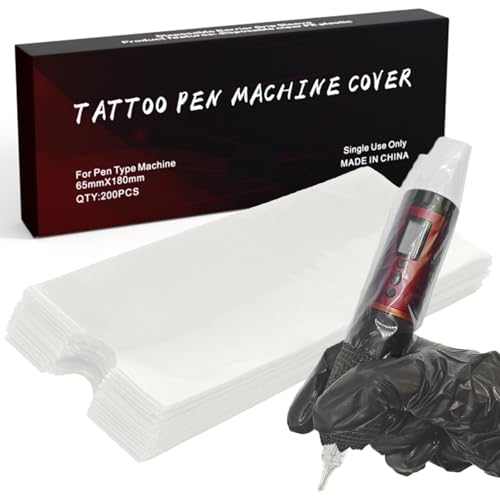 Yugui Tattoo Machine Pen Covers Bags - Tattoo Gun Sleeves 2.4x7" - color: Clear, size: 200pcs