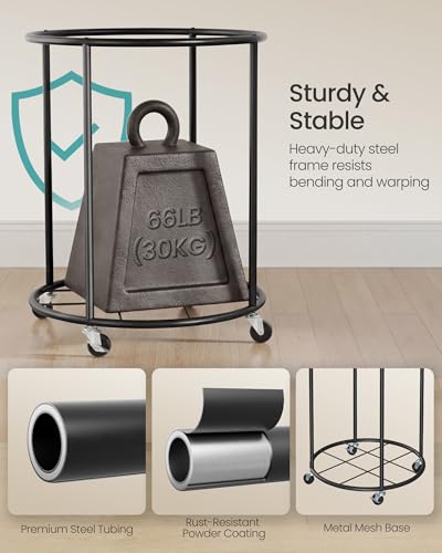 SONGMICS Laundry Basket with Wheels, Removable Liner Bag, 45 Gallon (170 L) - color: Ink Black, size: 170L-Rolling Round
