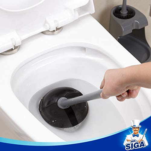 MR.SIGA Toilet Plunger and Bowl Brush Combo for Bathroom Cleaning, Gray - color: Gray, size: One Size