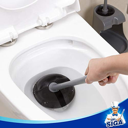 MR.SIGA Toilet Plunger and Bowl Brush Combo for Bathroom Cleaning, Gray - color: Gray, size: One Size