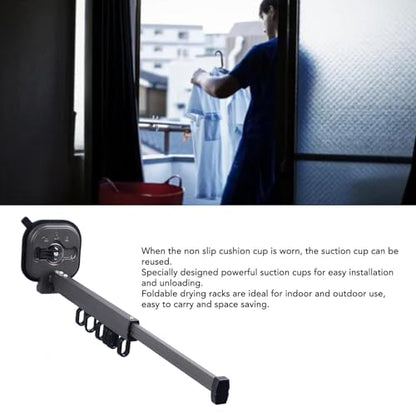 Wall Mount Folding Clothes Drying Rack, Strong Suction Cups
