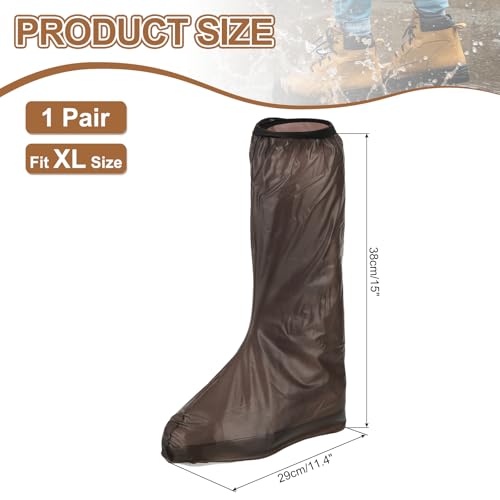 HARFINGTON Waterproof Shoes Cover L (US 7) Non-Slip Overshoes with Zipper - color: Brown, size: XL (US 7)
