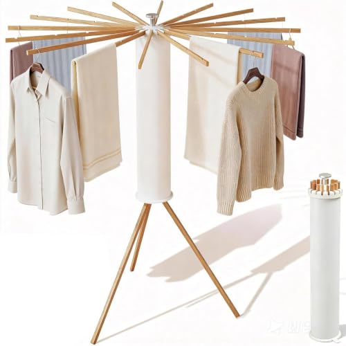 Wooden Foldable Drying Rack, 16 Poles, Space-Saver, No Assembly