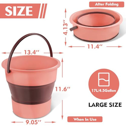 Collapsible Bucket 4.5 Gallon/17L Large Capacity Foldable Cleaning Buckets - color: Large Pink