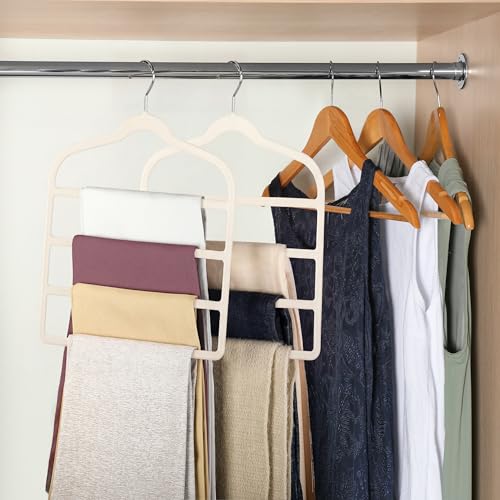 Velvet Pant Clothes Hanger Space Saving Non Slip Hanger Jean Slack Hangers - color: Beige