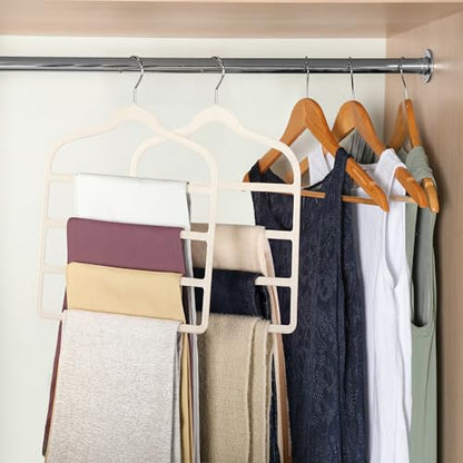 Velvet Pant Clothes Hanger Space Saving Non Slip Hanger Jean Slack Hangers - color: Beige