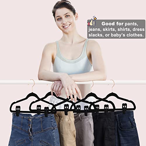 TOFIIGREM Black Velvet Hanger Clips (60-Pack), Strong Finger Clips for Velvet Hangers, Skirt Hanger Clips Fit for Flocking Hangers - color: Black, size: 60pc