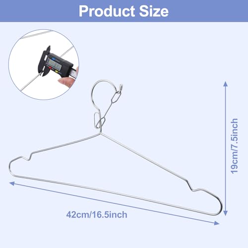 16.5” Lockable Wire Clothes Hangers, 20 Pack 4mm Windproof Stainless Steel RV Hangers Wire Heavy Duty Lock Hook Metal Closet Hanger Space Saving Metal Hanger for Closet RV Hotel Wardrobe