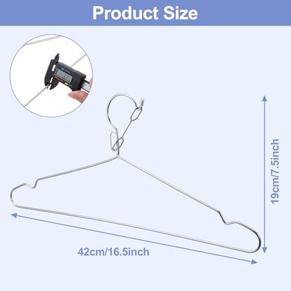16.5” Lockable Wire Clothes Hangers, 20 Pack 4mm Windproof Stainless Steel RV Hangers Wire Heavy Duty Lock Hook Metal Closet Hanger Space Saving Metal Hanger for Closet RV Hotel Wardrobe