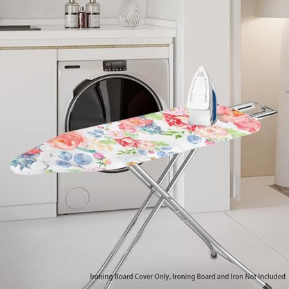 Fresh Floral Ironing Board Cover and Pad with Elastic Edge Waterproof Ironing Board Covers Stain Resistant Hook and Loop Design - color: Fresh Floral
