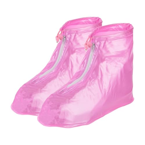 PATIKIL L Waterproof Shoe Cover, 1 Pair PVC Reusable Non-Slip Overshoes Rain Shoe Covers Galoshes Snow Boot Protector with Zipper for Men Women Rainy Outdoor, Pink - color: Pink, size: L(5.5-6.5)