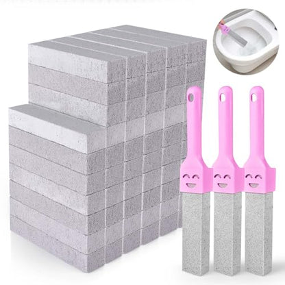 CONLI 60 Pack Pumice Stone Toilet Bowl Cleaner, Toilet Pumice Stone with Handle Remove Toilet Bowl Hard Water Rings Suitable for Cleaning Toilet Bathroom Kitchen Sink Grill - color: 60 Pack