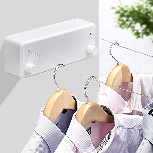 BESy Retractable Double Clothesline Laundry Indoor Washing Clothes Line - size: Double Rope, style: White