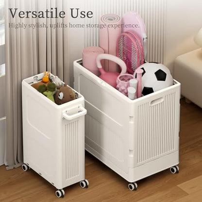 130L Rolling Laundry Hamper with Lid Laundry Basket - color: Milky, size: 130L