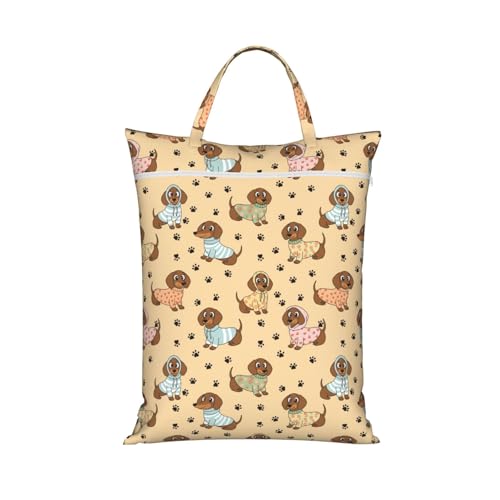 Dachshund Travel Laundry Bag Washable Dirty Clothes Bag for Gym - color: Dachshund