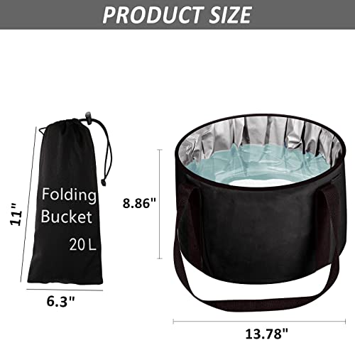 Foot Bath Basin 20L Collapsible Bucket, Portable Foot Soak Tub Feet Soaking Bucket for Outdoor Travel, Camping, Fishing(Black) - color: Black, size: 20L-1pcs