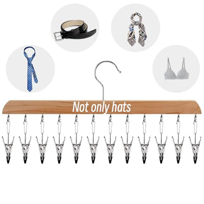 Legging Organizer for Closet 2 Pack, Wood Yoga Pants Hangers 24 Clips （V+W） - color: Wood Walnut Colour