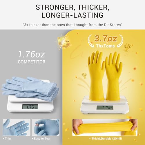 6 Pairs Rubber Cleaning Gloves,Reusable Dishwashing Gloves,Household Dish Gloves for Washing,Cleaning,Kitchen,Painting, Gardening, Pet Care,Extra Thickness,Non-Slip,13", 20 Mil, Heavy Duty,L - color: 6 Pairs, size: Large