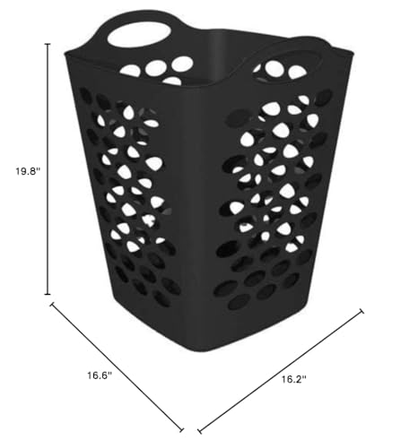Starplast Tall Flex Laundry Basket (16.6"L x 16.2"W x 19.8"H, Black)