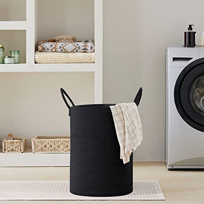 VIPOSCO 58L Tall Woven Laundry Basket Hamper, Black - color: Black, size: 58L