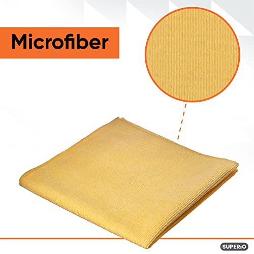 Superio Microfiber Cleaning Cloth for Cars, Kitchen Cleaning Rags for Housekeeping, 16" Micro Fiber Towels for House, Bathroom Absorbent All-Purpose Streak-Free lint-Free Wash Cloths (3 Yellow) - color: Yellow