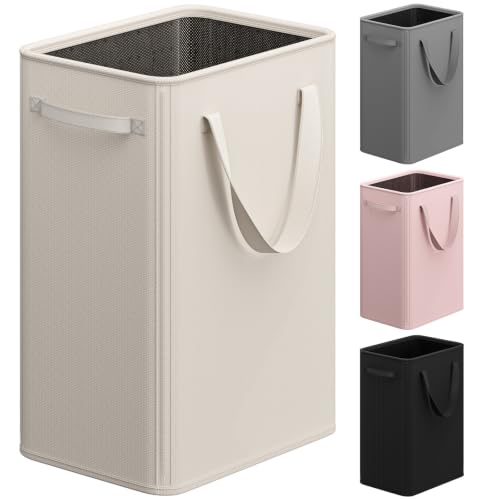 Optish 90L Slim Laundry Hamper, Baby Hamper for Nursery with Handles, Large Laundry Basket for Dorm, Bedroom, Living Room, Collapsible Laundry Basket, White - color: White, size: 90L