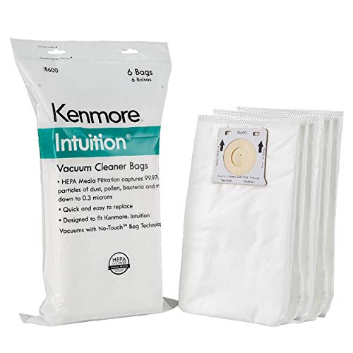 Kenmore IB600 HEPA Replacement Intuition Upright Vacuum Cleaner Bags for BU4022, BU4020, BU4018, BU4050, White