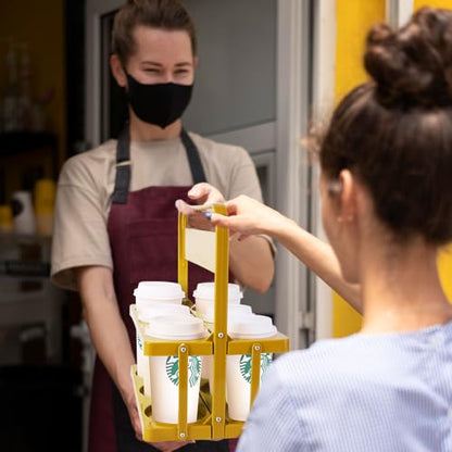 musbus Reusable Drink Carrier with Handle, Yellow,1PK, 6Cup - color: Yellow, size: 6 CUP