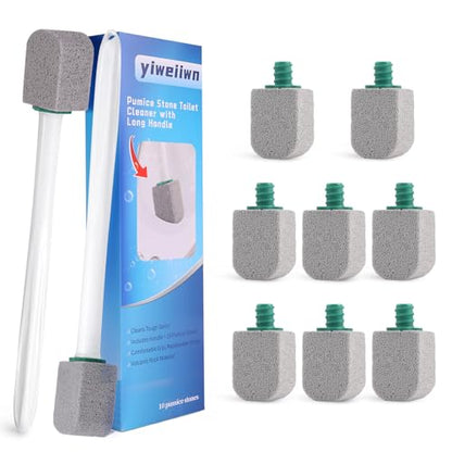 Pumice Stone Toilet Cleaner with Long Handle Pumice Stone Toilet Bowl Cleaner Rust and Grease Stain Clean Suitable for Toilets Bathroom Sink,BBQ 2Handle and 10Pumices Stones(Gray) - color: grey