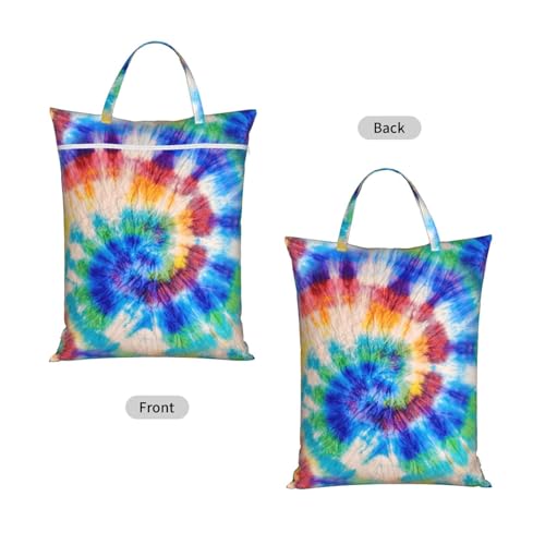 Blue Red Green Tie Dye Cute Art Rainbow Travel Laundry Bags Cloth Diaper Wet Bags Handle Washable Dirty Clothes Bags Wet Dry Bag Suitcase Gym Swimming Pool College Dorm Wet Bag - color: 1 PC8, size: One Size