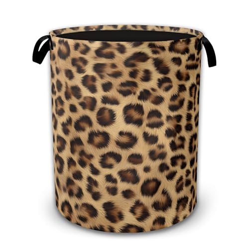 Leopard Print Laundry Basket,Animal Skin Collapsible Laundry Baskets with Handles,Waterproof Oxford Cloth Hamper,Storage Organizer for Bathroom Bedroom Dorm - color: Leopard Print,Animal Skin