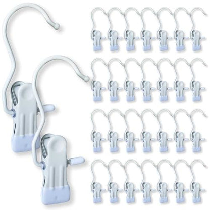 Hangers Clips,Stainless Hooks for Closet Hooks,Heavy Duty Clothespins Laundry Hanging Hooks,Travel Portable Clothes,Boot Tall Towel Hats Socks Pants and Bras (30, Matte White) - color: Matte White