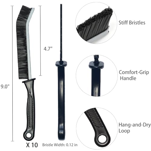 Crevice Cleaning Brush Set, Hard Bristle Grout Brush, 10-Pack