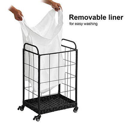 100L Laundry Hamper with Wheels, Heavy-Duty Laundry Basket