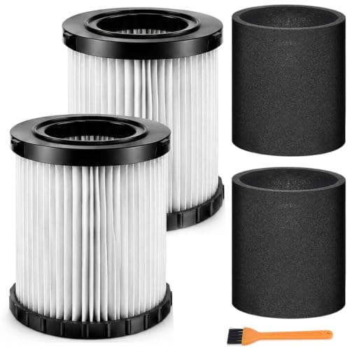 2 Pack DCV5801H Replacement Filter Compatible with DEWALT DCV580H & DCV581H 20V MAX Wet Dry Vacuum, Washable HEPA Filters with 4 Foam Sleeve Pre-Filters & Cleaning Brush - color: (2+4)DCV580H