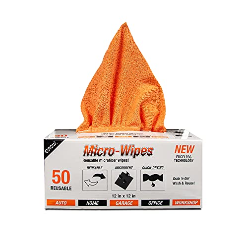 Eurow 200GSM Microfiber Cleaning and Drying Cloths with Dispenser Box, Reusable, Streak-Free, Scratch-Free, Ultra Absorbent, Edgeless for All Surface Types, 12x12in, 50-Pack, Orange - color: Orange, size: 12 x 12 in