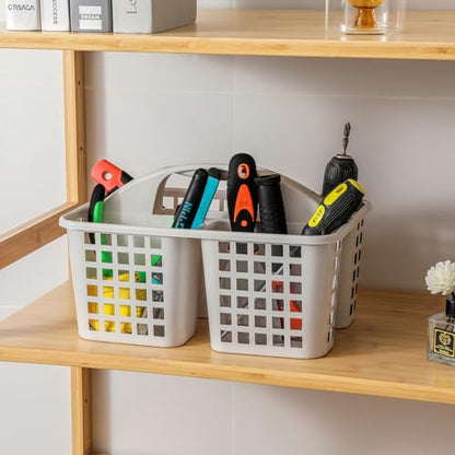 Portable Shower Caddy Basket Plastic Storage Basket with Divided Light Grey - color: Light Grey