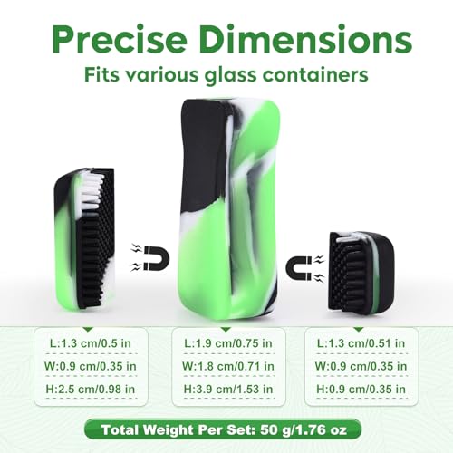 Magnetic Glass Cleaner Kit, Dual Silicone Scrubbers with Handle, Green - color: Green