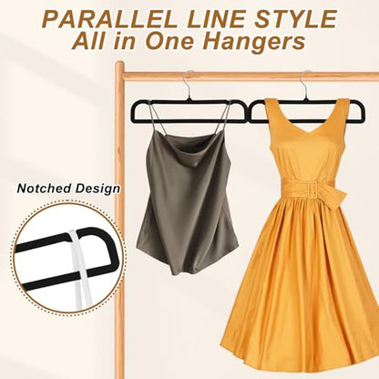Pants Hangers Space Saving, 30 Pack Velvet Hangers for Closet with 30 Hooks, Strong Durable Non Slip Slim Clothes Hanger, Ultra Soft Flocked Hanger for Pants, Shirts, Bra, Shorts (Black) - color: Black