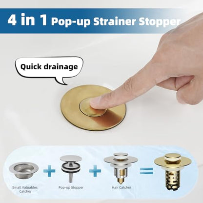 Universal Upgraded Bathroom Sink Drain Stopper Hair Catcher, Brushed Gold - color: Brushed Gold
