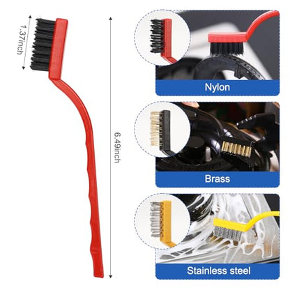 Auto Car Detailing Brush Set Car Interior Cleaning Kit Includes 3 Boar Hair Detail Brush,3 Wire Brush, 3 Air Vent Brush for Cleaning Car Interior Exterior, Dashboard Engines Leather Wheel