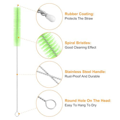 uxcell 10Pcs Drinking Straw Cleaning Brushes, 10" x 5/8" Nylon Bristles Long Straw Brush Pipe Cleaner for Washing Straws Pot Spout, Sippy Cup, Bottle and Tube (Green) - color: Green, size: 10" x 5/8"