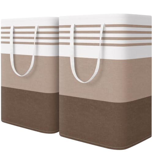 WOWBOX 2 Pack Laundry Baskets, Collapsible Dirty Clothes Laundry Hampers - color: Khaki, size: 75L