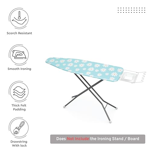 Encasa XO Ironing Board Cover and Pad, Thick Felt 42"x14" - color: Daisy Blue, size: Medium (42"x14")