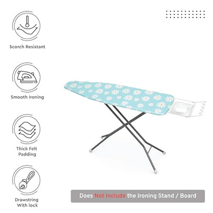 Encasa XO Ironing Board Cover and Pad, Thick Felt 42"x14" - color: Daisy Blue, size: Medium (42"x14")