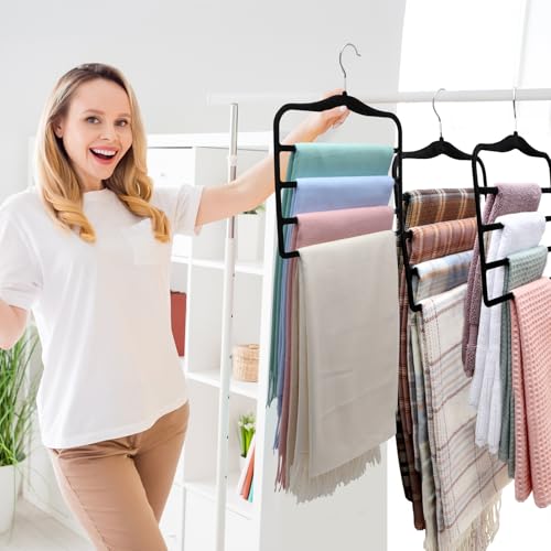 Closet Organizers and Storage, 2 Pack Pants-Hanger-Space-Saving - color: Black+sliver