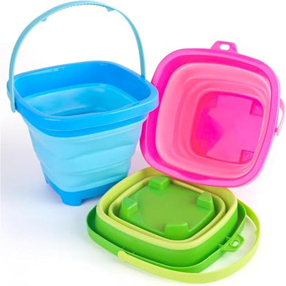 SHINDEL Collapsible Bucket for Kids,3 Pcs, Multicolor - color: Mix 1