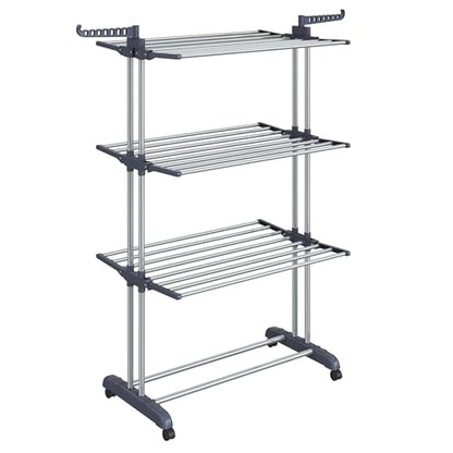 SONGMICS 4-Tier Clothes Drying Rack, Foldable, Rolling, 66.6-Inch Tall - color: Dove Gray, style: 4-Tier